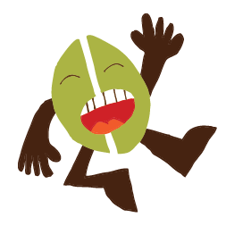 Illustration of a dancing coffee bean