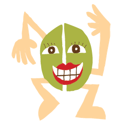Illustration of a dancing coffee bean